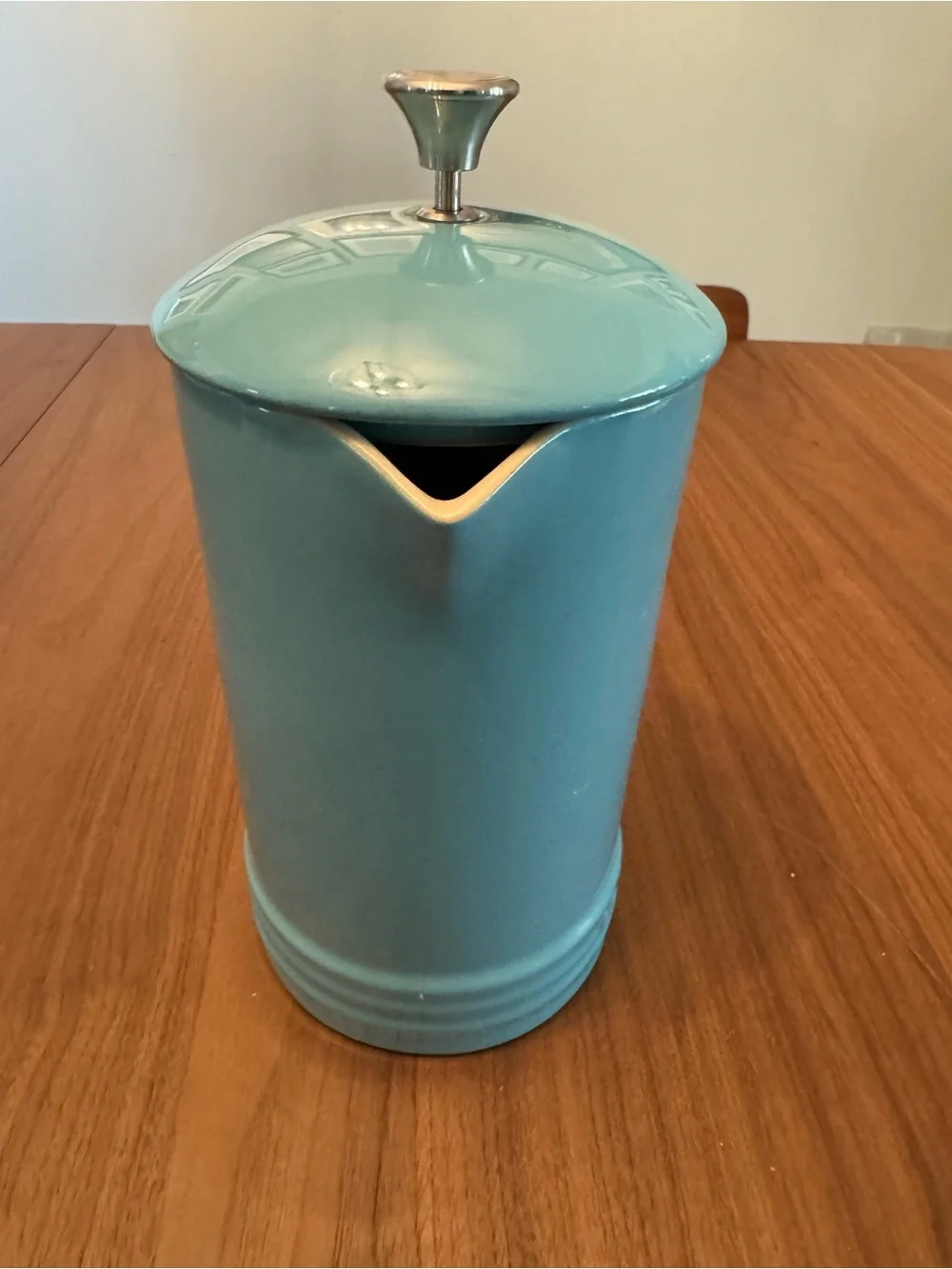 Le Creuset Stoneware French Press, Caribbean Turquoise, EUC